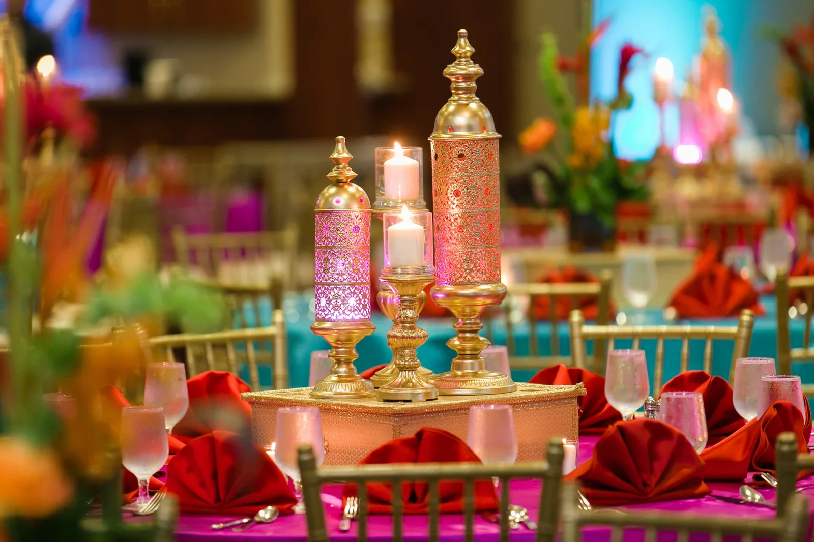 Custom centerpieces by Poonam Creations, Indian wedding Illinois