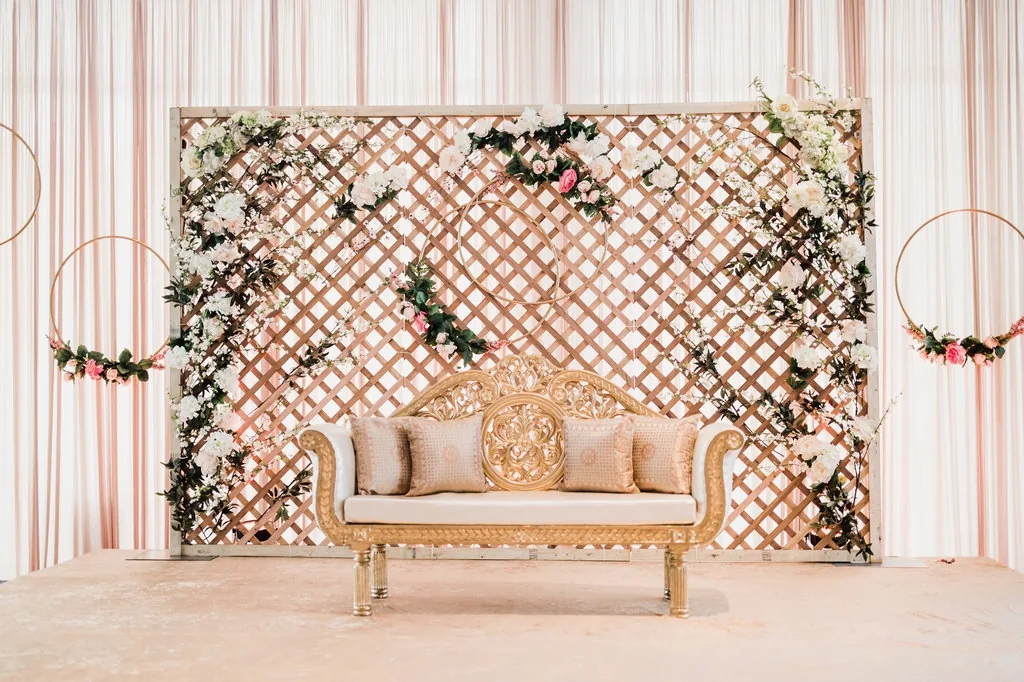 Rustic stage decor for Indian wedding, Illinois